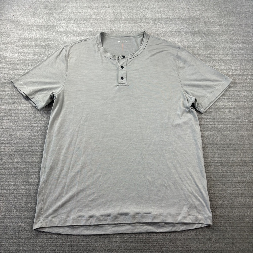 Proof Huckberry 72 Hour Merino Wool Henley Shirt Mens L Gray Baselayer Hiking